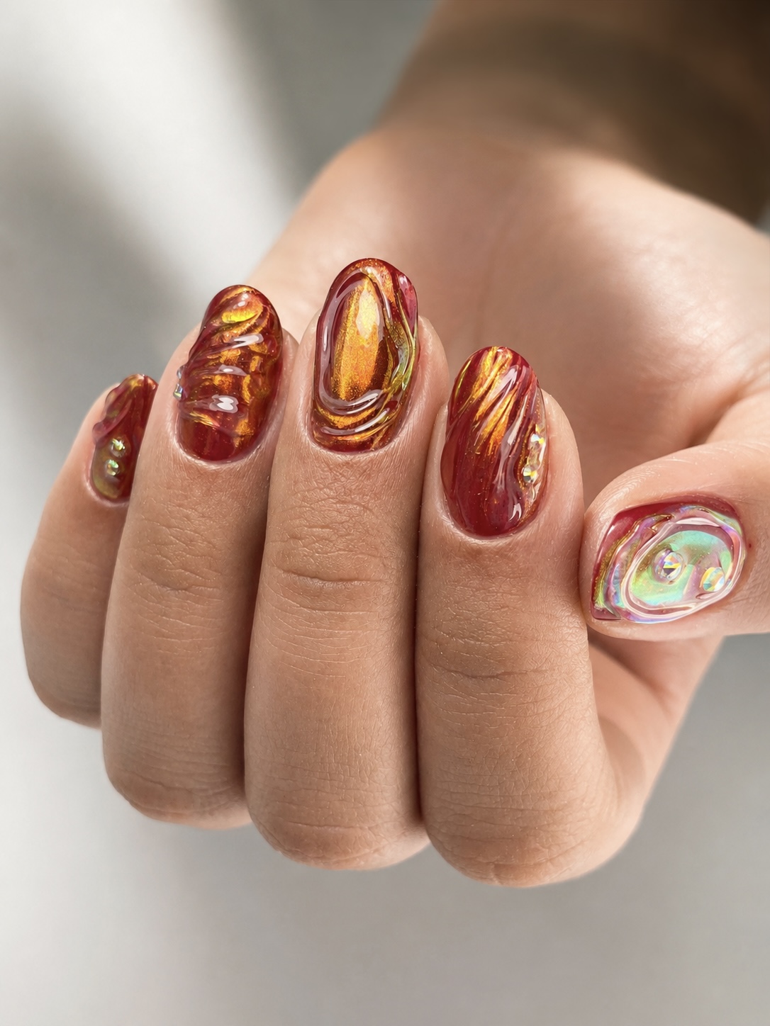 Fuego cristal, trabajo de Kapping Gel realizado en Kuky Chic